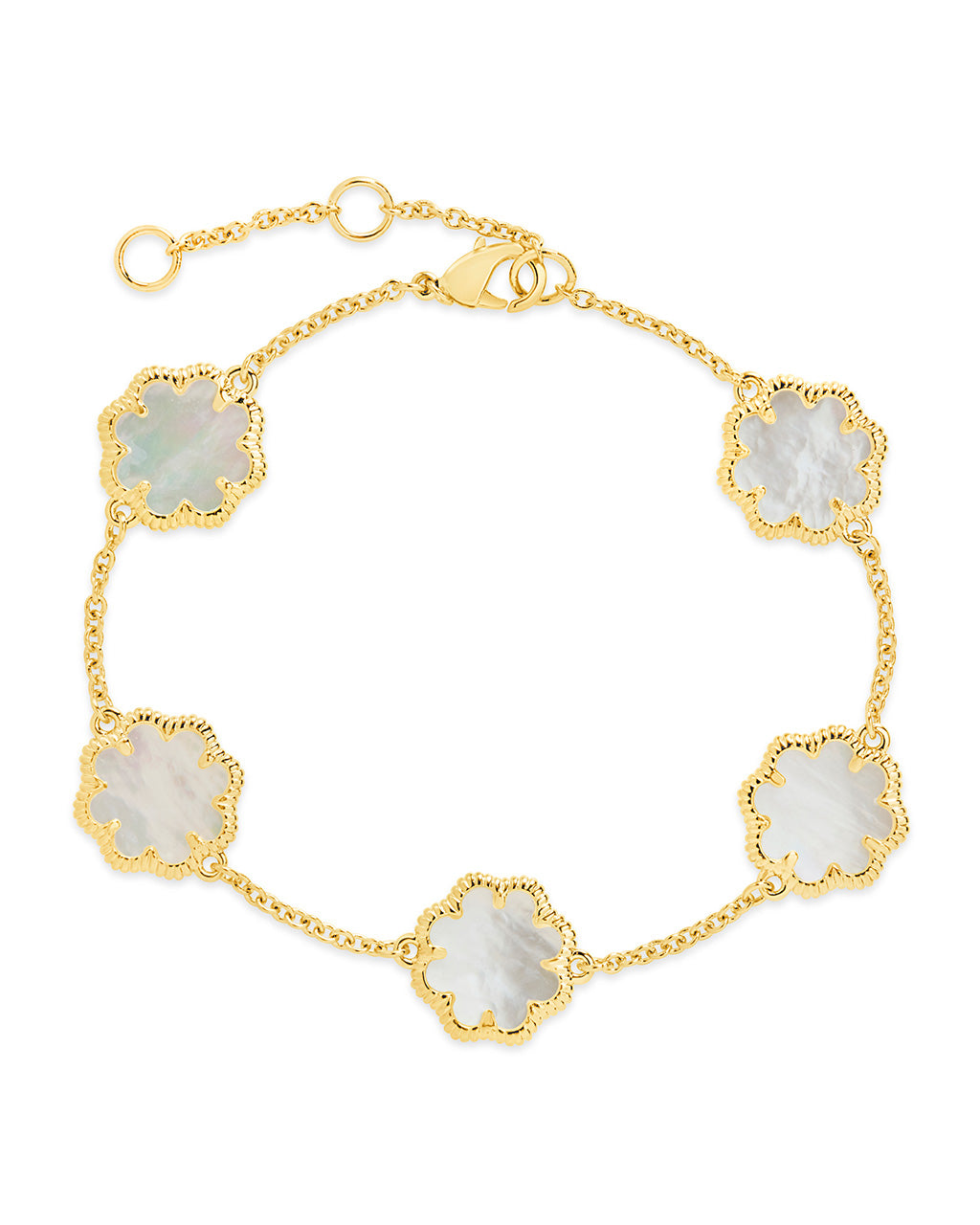 Rose Clover Station Bracelet Bracelet Sterling Forever Gold Mother of Pearl 