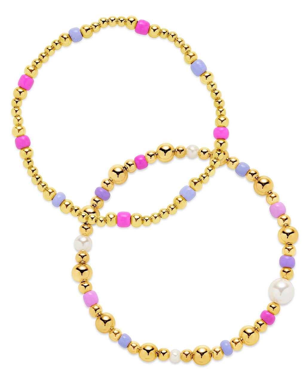Priscilla Beaded Stretch Bracelet Set Bracelet Sterling Forever Gold 