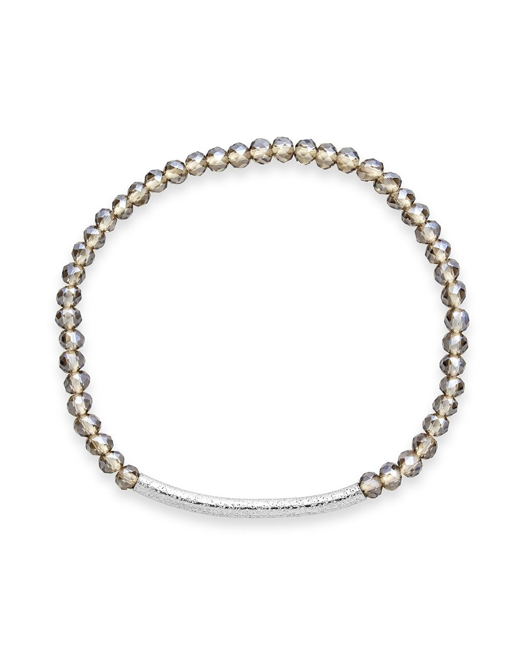 Smokey Beaded Bar Stretch Bracelet - Sterling Forever