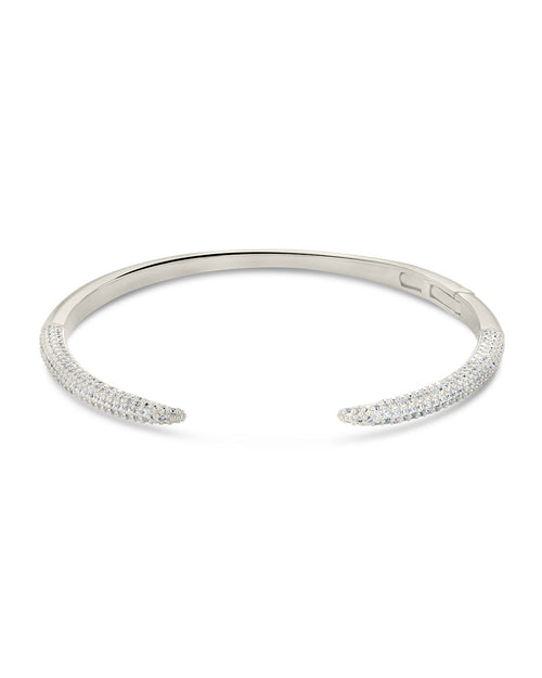 CZ Open Spike Cuff Bracelet Sterling Forever Silver Large 
