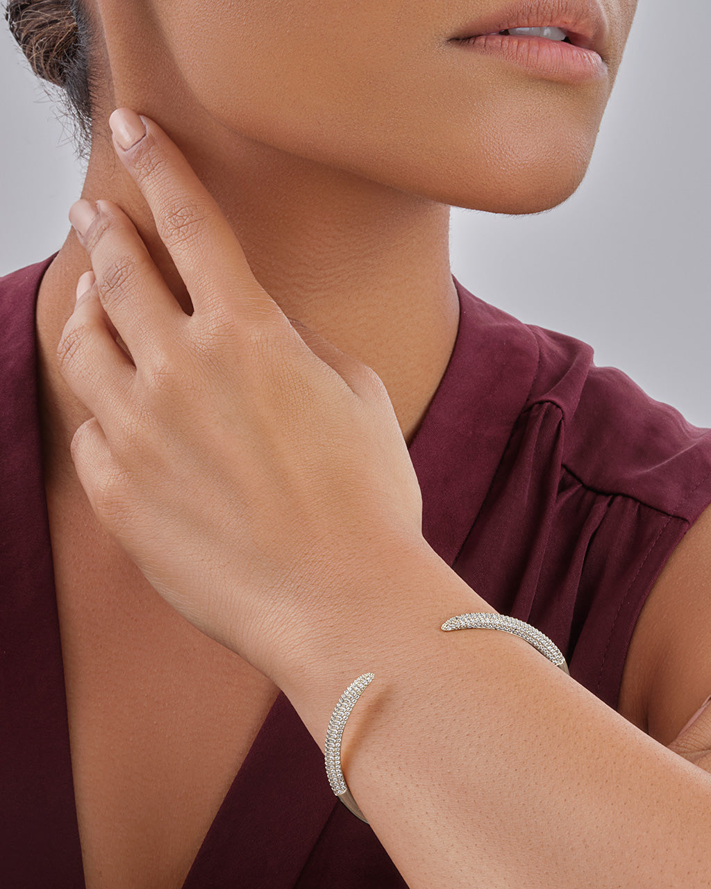 CZ Open Spike Cuff Bracelet Sterling Forever 