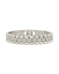 CZ Accent Watch Band Chain Bracelet Bracelet Sterling Forever Silver 