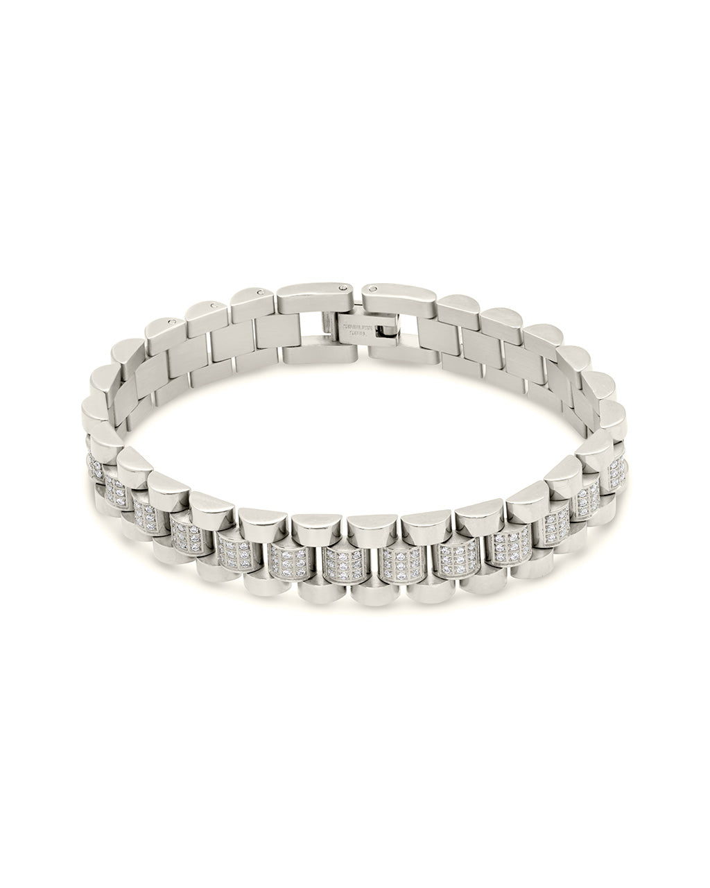 CZ Accent Watch Band Chain Bracelet Bracelet Sterling Forever 