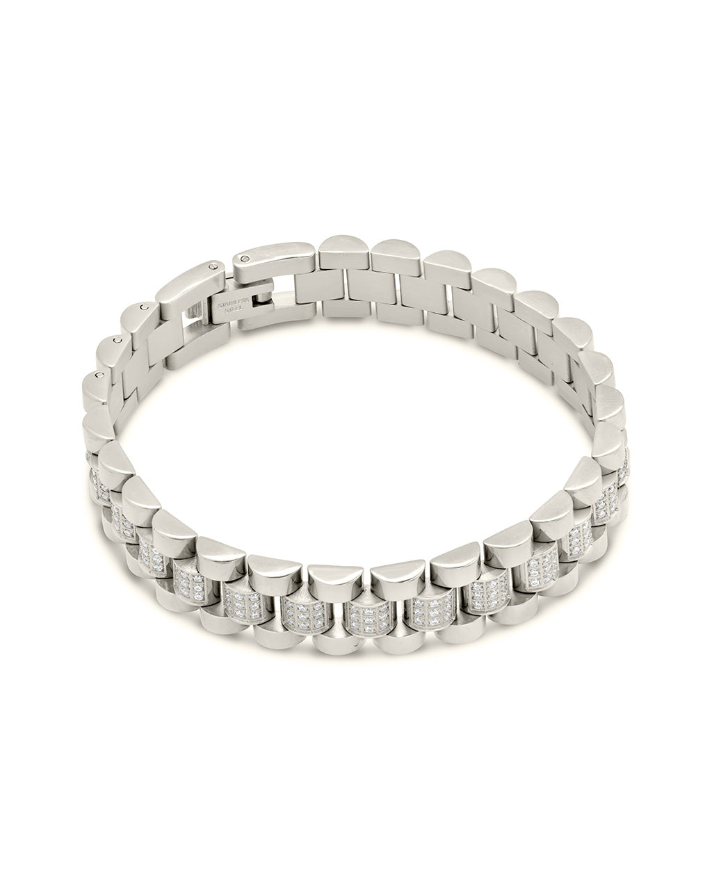 CZ Accent Watch Band Chain Bracelet Bracelet Sterling Forever 