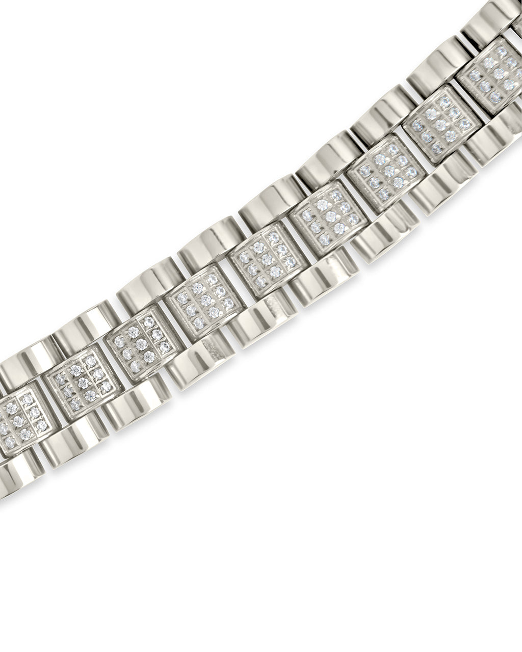 CZ Accent Watch Band Chain Bracelet Bracelet Sterling Forever 