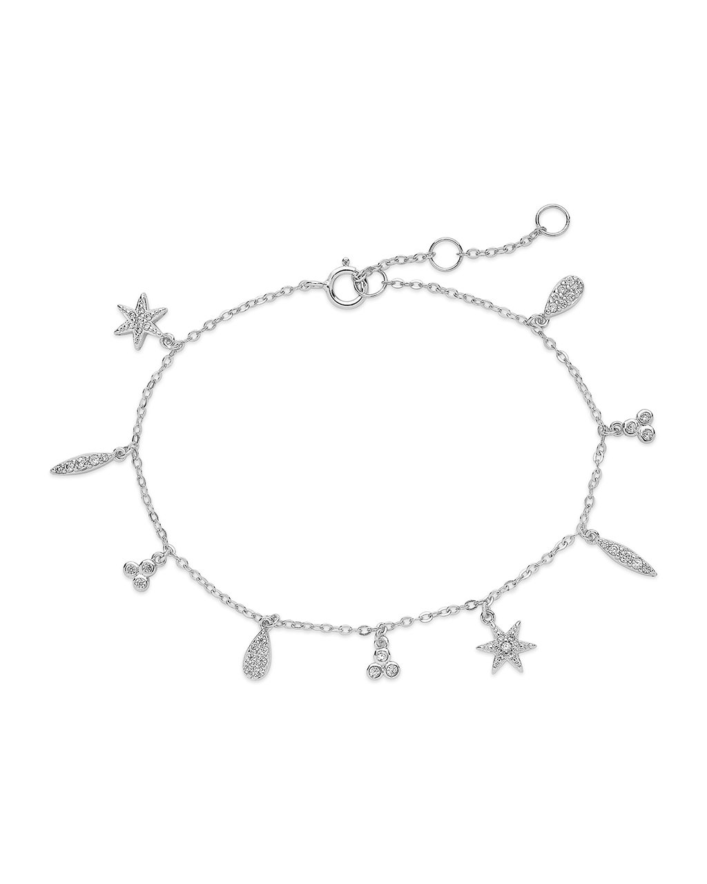 Sterling Forever Sterling Silver Dainty CZ Charm Bracelet - Silver