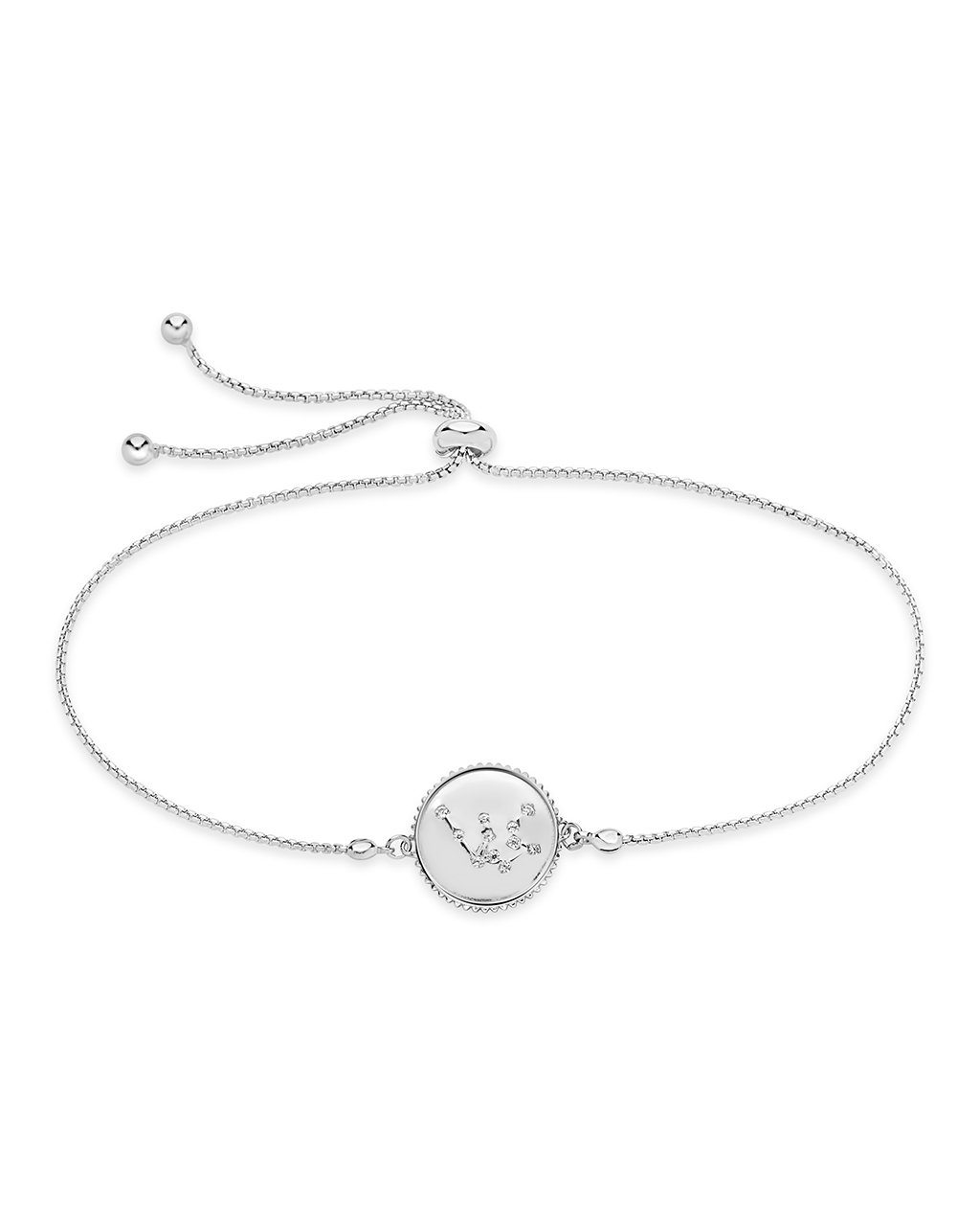 Sterling Silver Constellation Disk Bolo Bracelet Bracelet Sterling Forever Silver Aquarius (Jan 20 - Feb 18) 