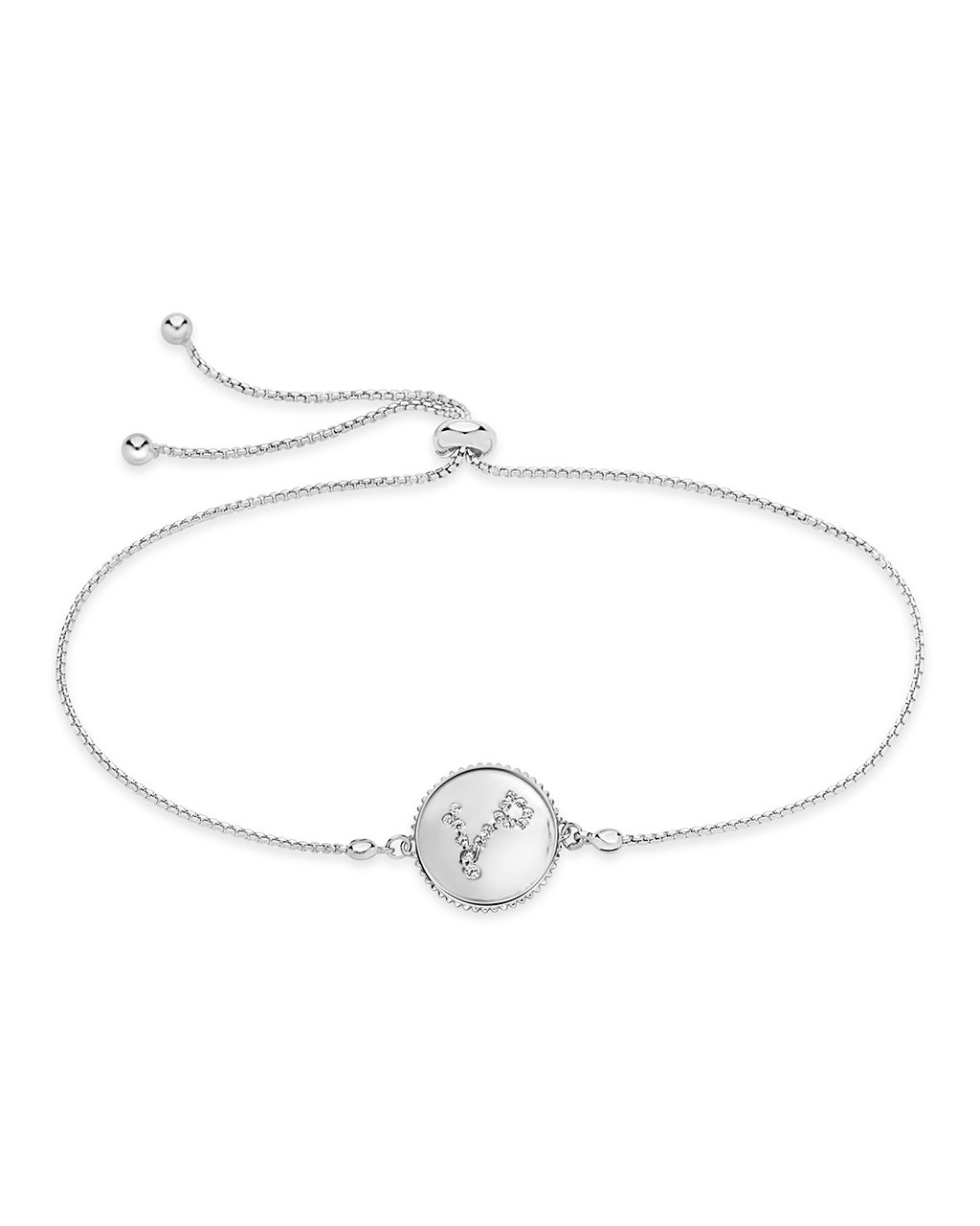 Sterling Silver Constellation Disk Bolo Bracelet Bracelet Sterling Forever Silver Pisces (Feb 19 - Mar 20) 