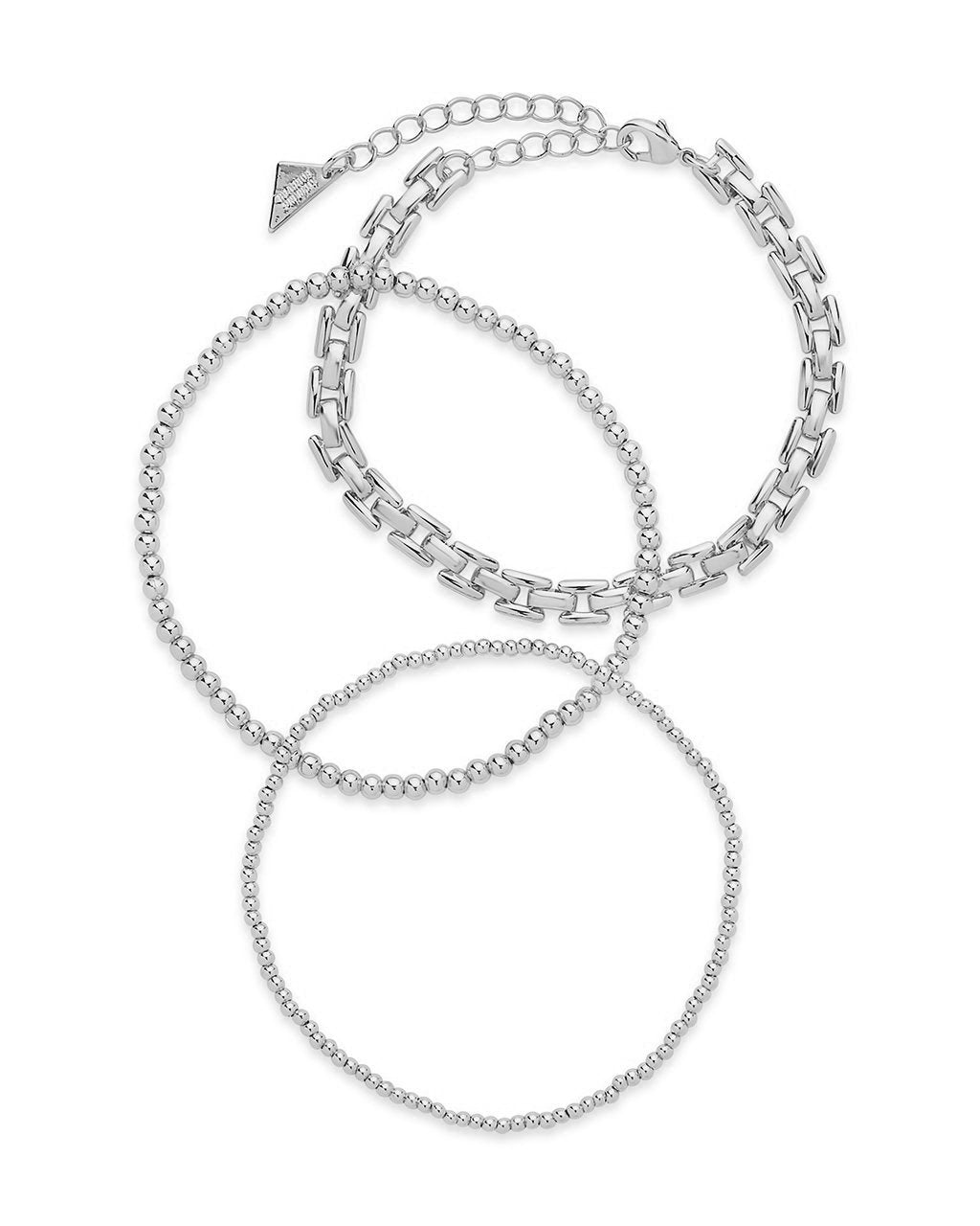 Link & Bead Bracelet Set of 3 Bracelet Sterling Forever Silver 