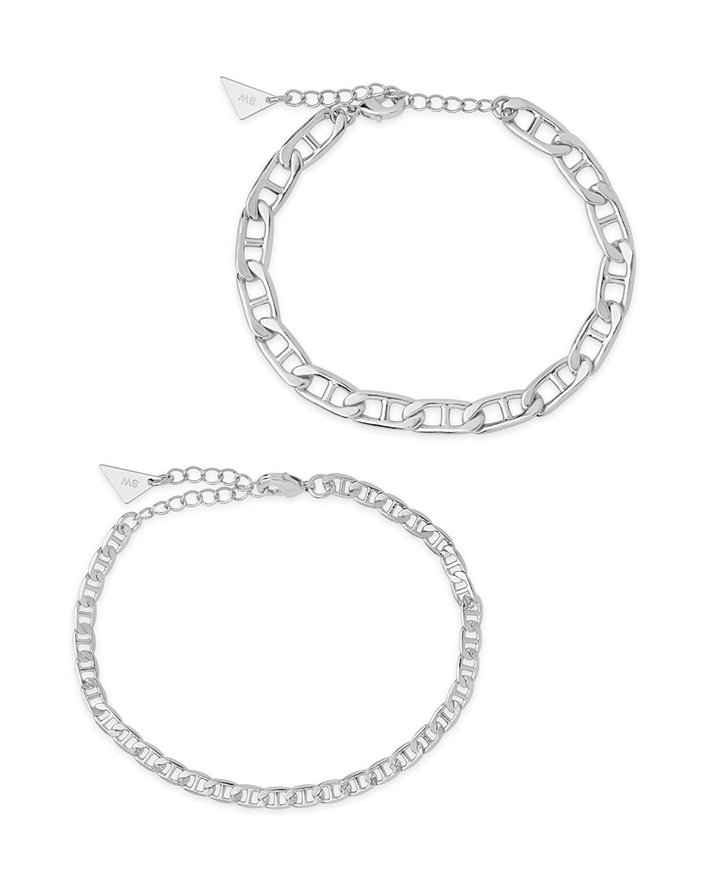 Anchor Chain Bracelet Set of 2 Bracelet Sterling Forever Silver 