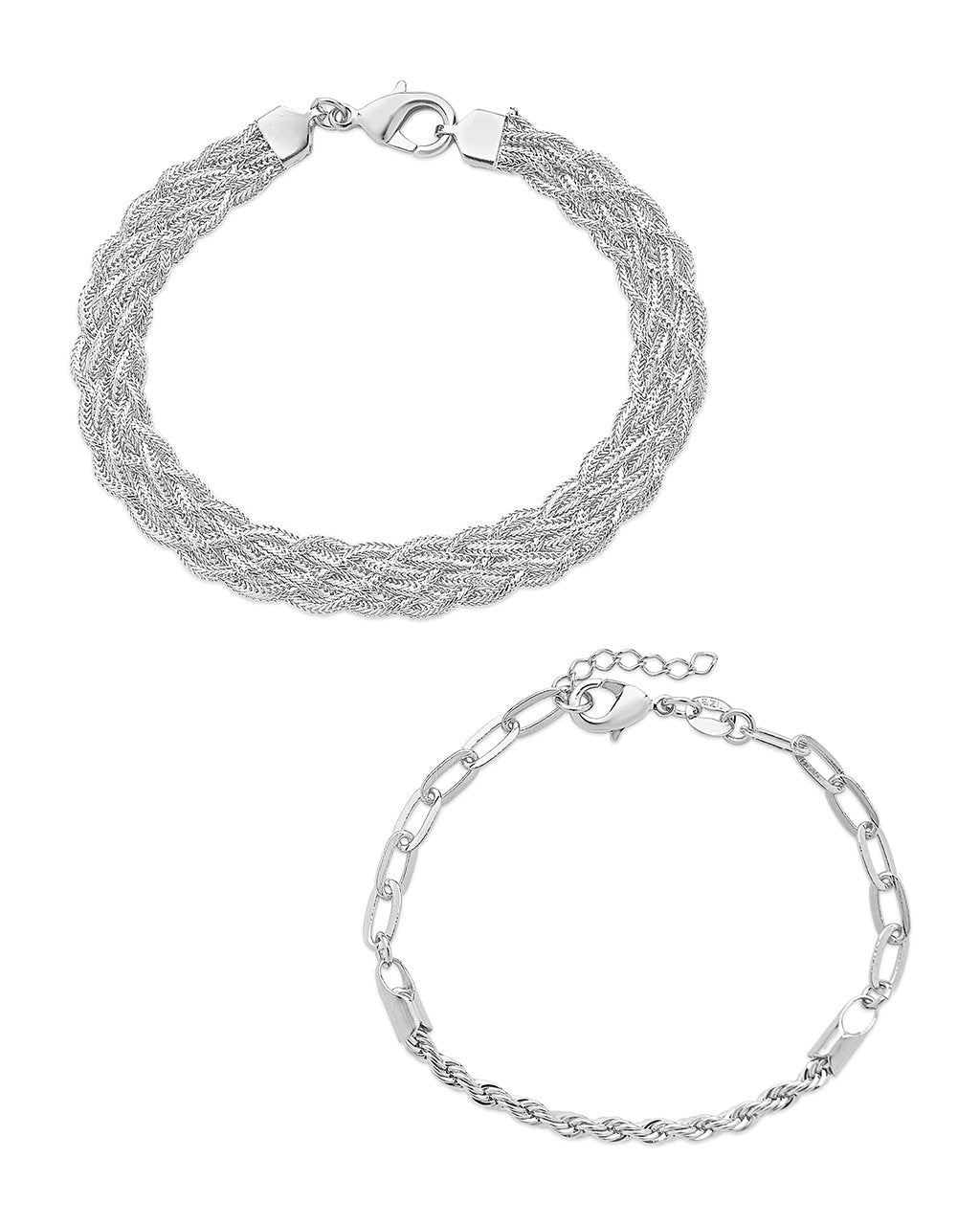Braided & Woven Bracelet Set of 2 Bracelet Sterling Forever Silver 