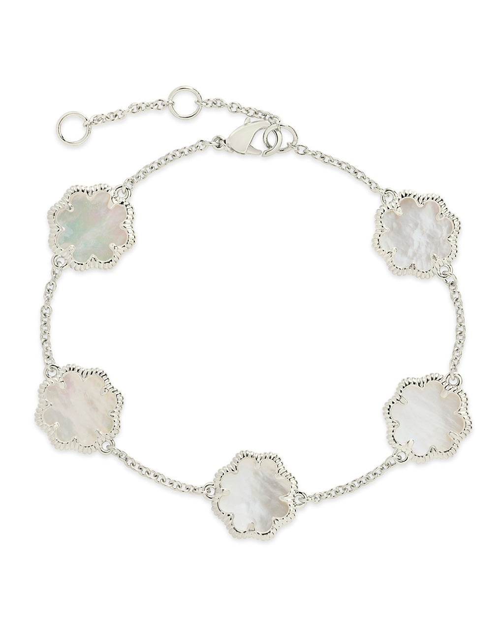 Rose Clover Station Bracelet Bracelet Sterling Forever Silver Mother of Pearl 