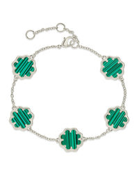 Rose Clover Station Bracelet Bracelet Sterling Forever Silver Malachite 