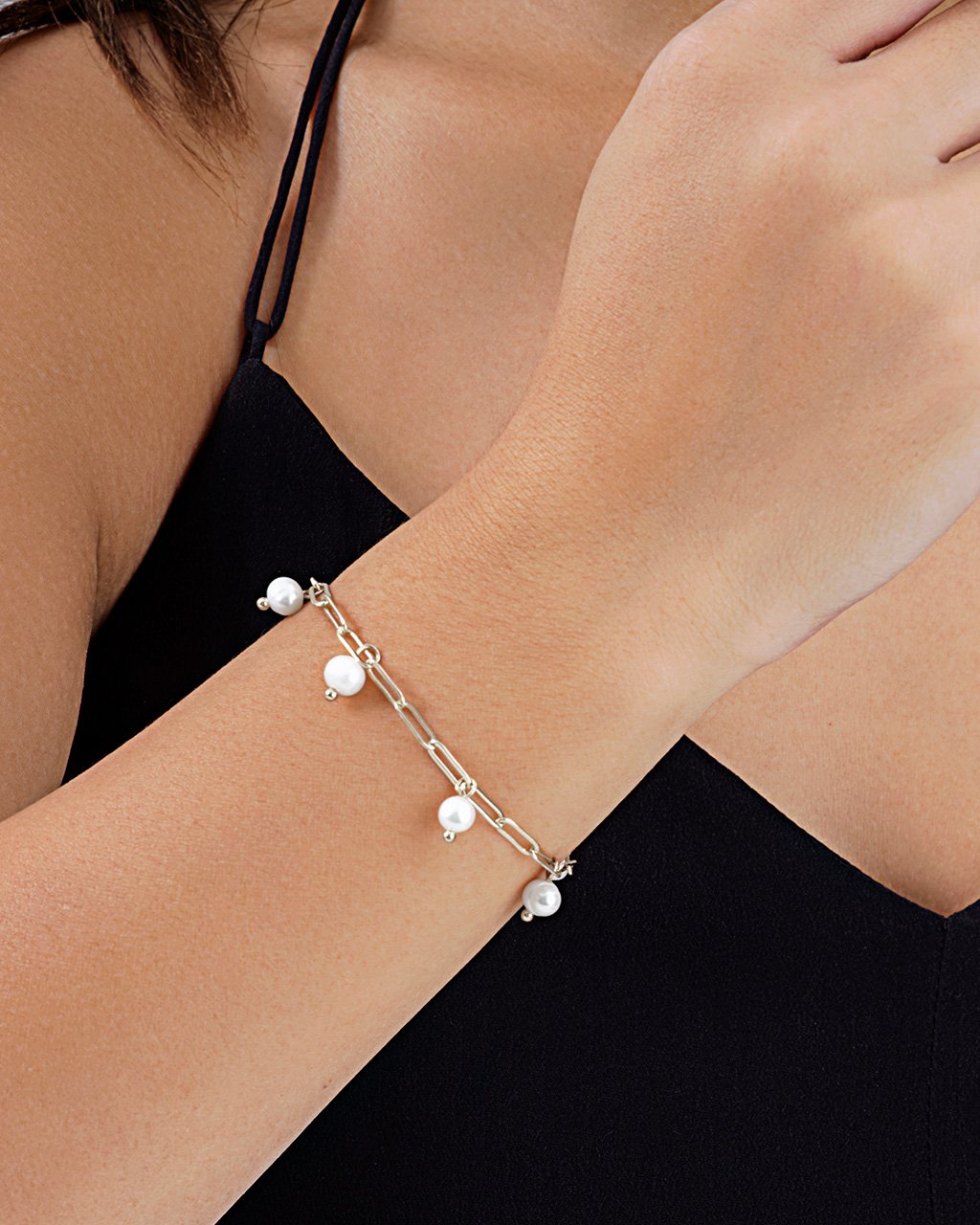 Dangling Pearl Linked Bracelet Bracelet Sterling Forever 