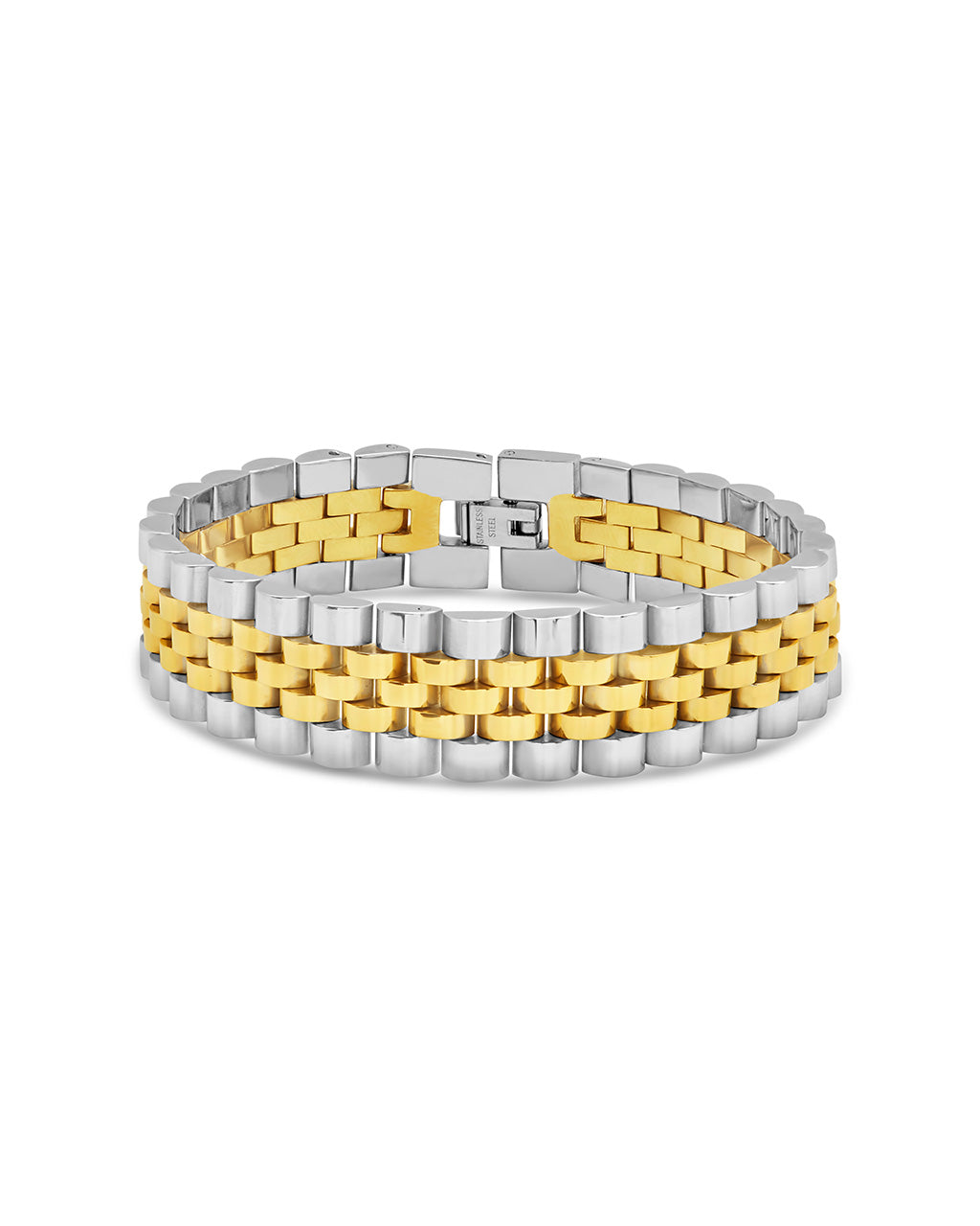 Chunky Watch Band Chain Bracelet Bracelet Sterling Forever Dual Tone 