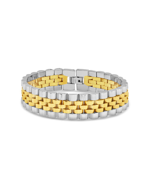 Chunky Watch Band Chain Bracelet Bracelet Sterling Forever Dual Tone 