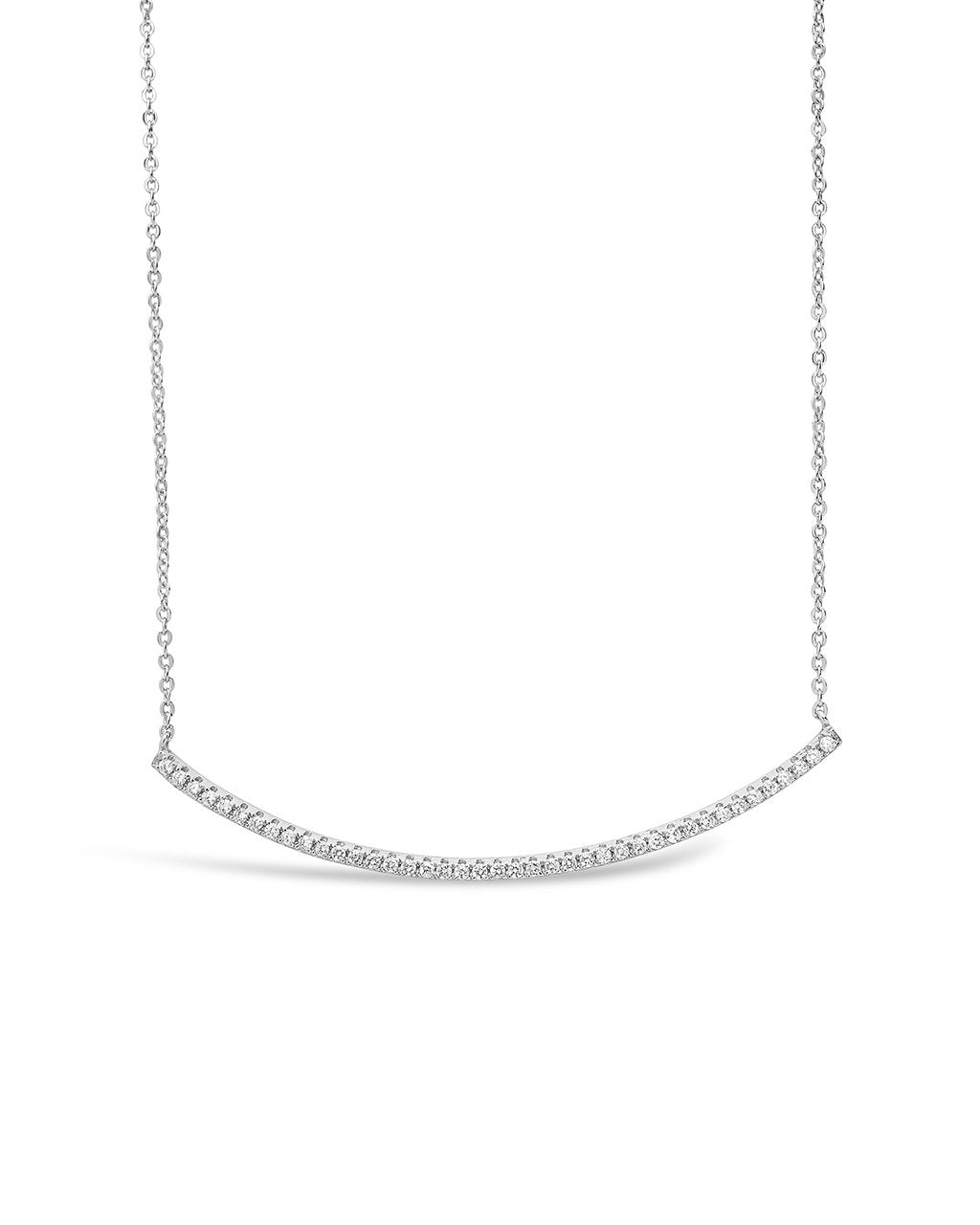 CZ Curved Bar Necklace - Sterling Forever