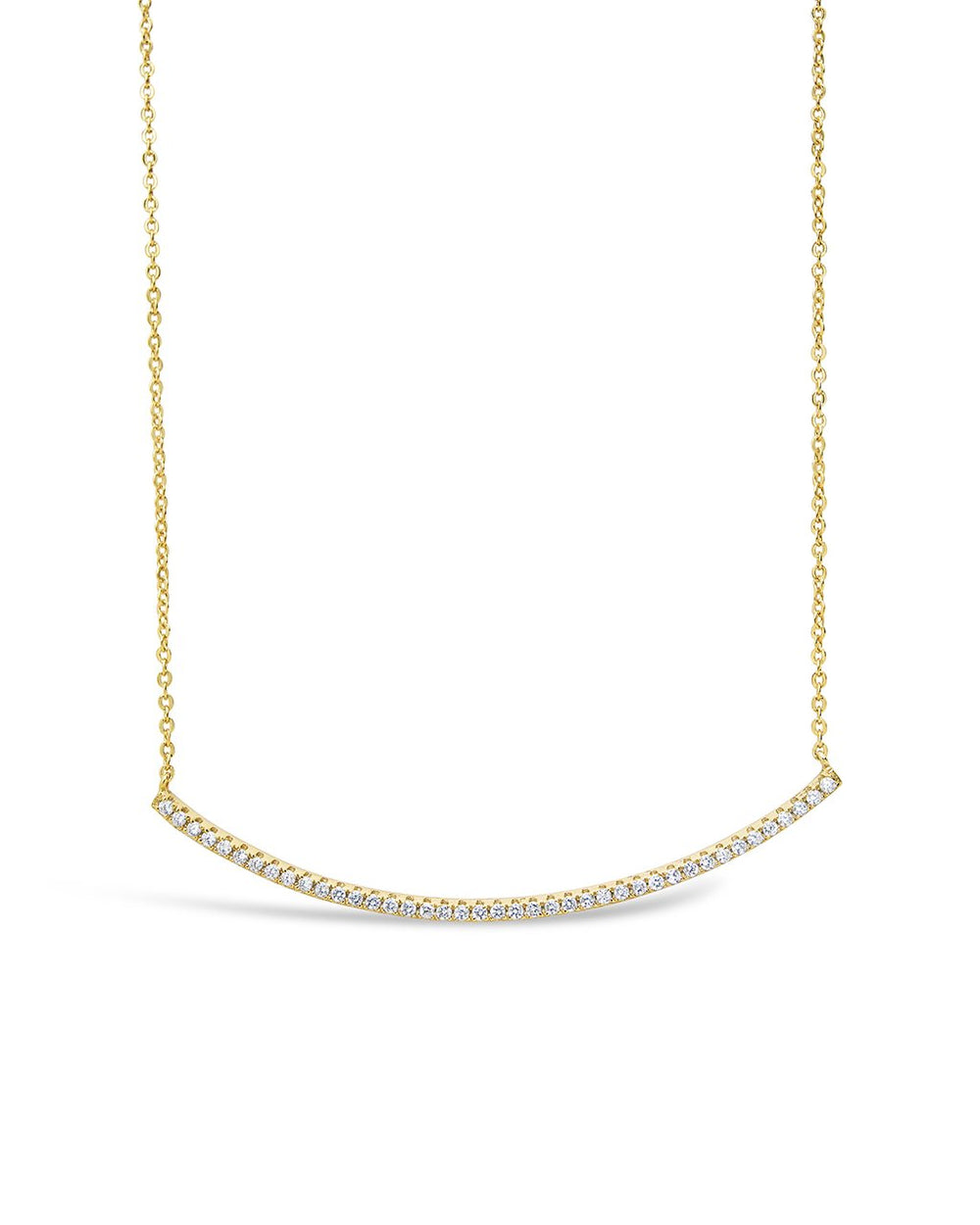 CZ Curved Bar Necklace - Sterling Forever