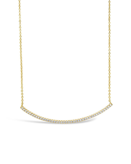 CZ Curved Bar Necklace - Sterling Forever