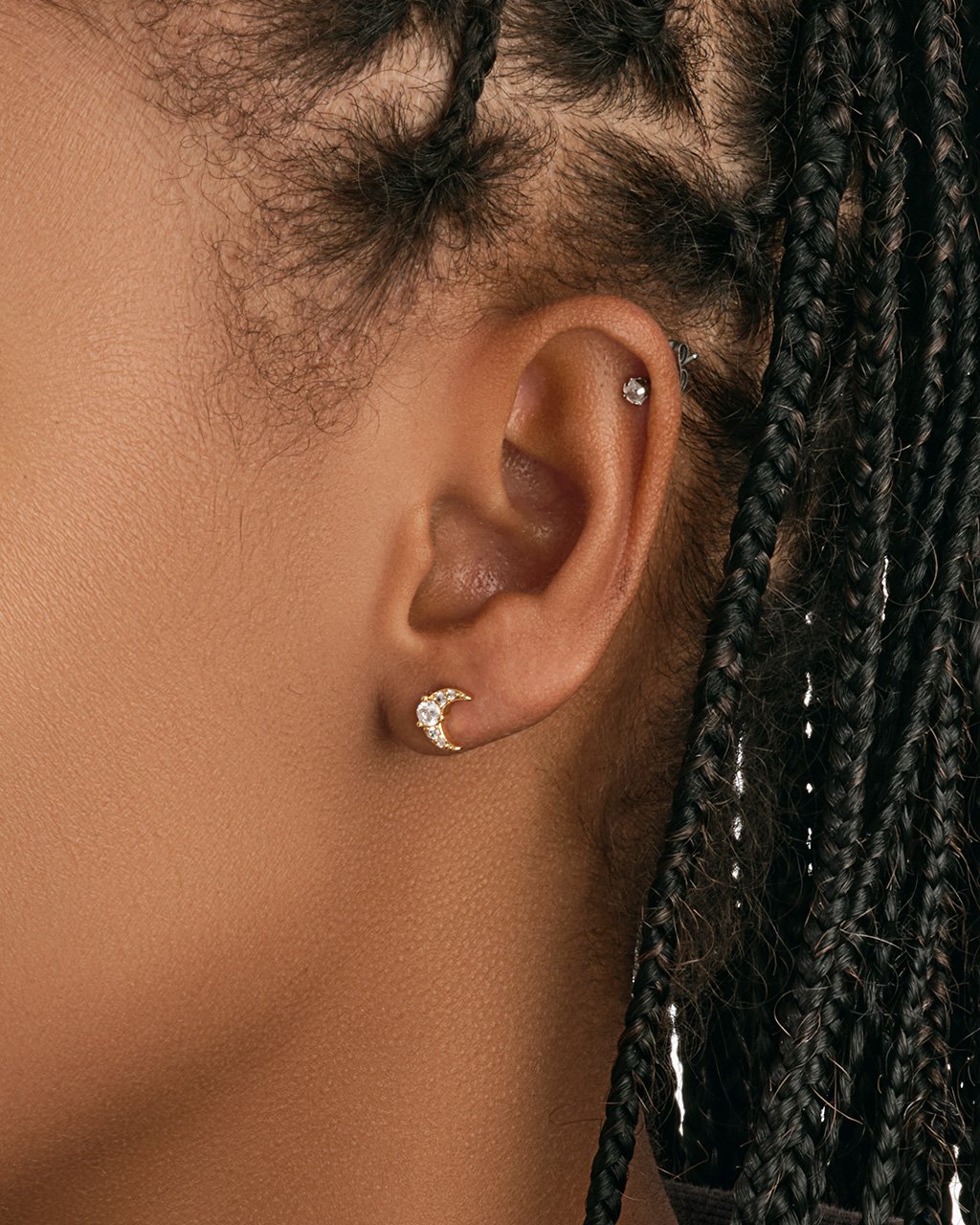 CZ Crescent Moon Studs Earring Sterling Forever 