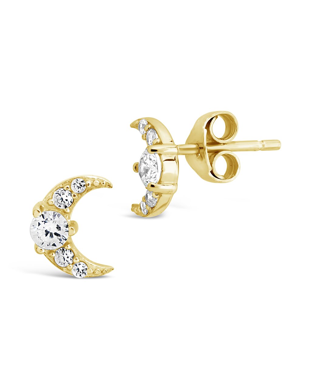 CZ Crescent Moon Studs - Sterling Forever