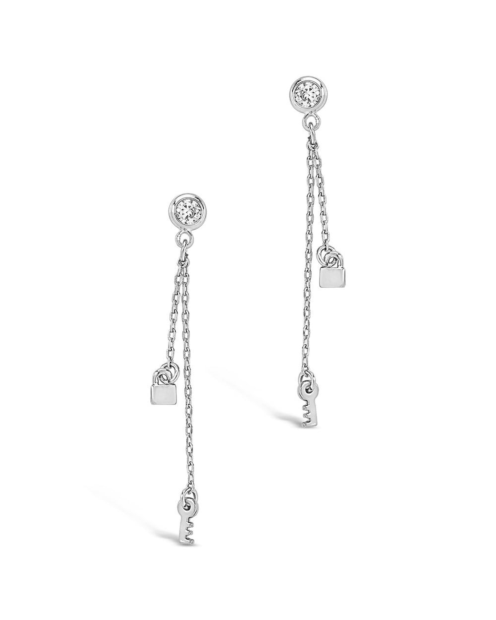 Lock and Key Dangle Stud Earring - Sterling Forever