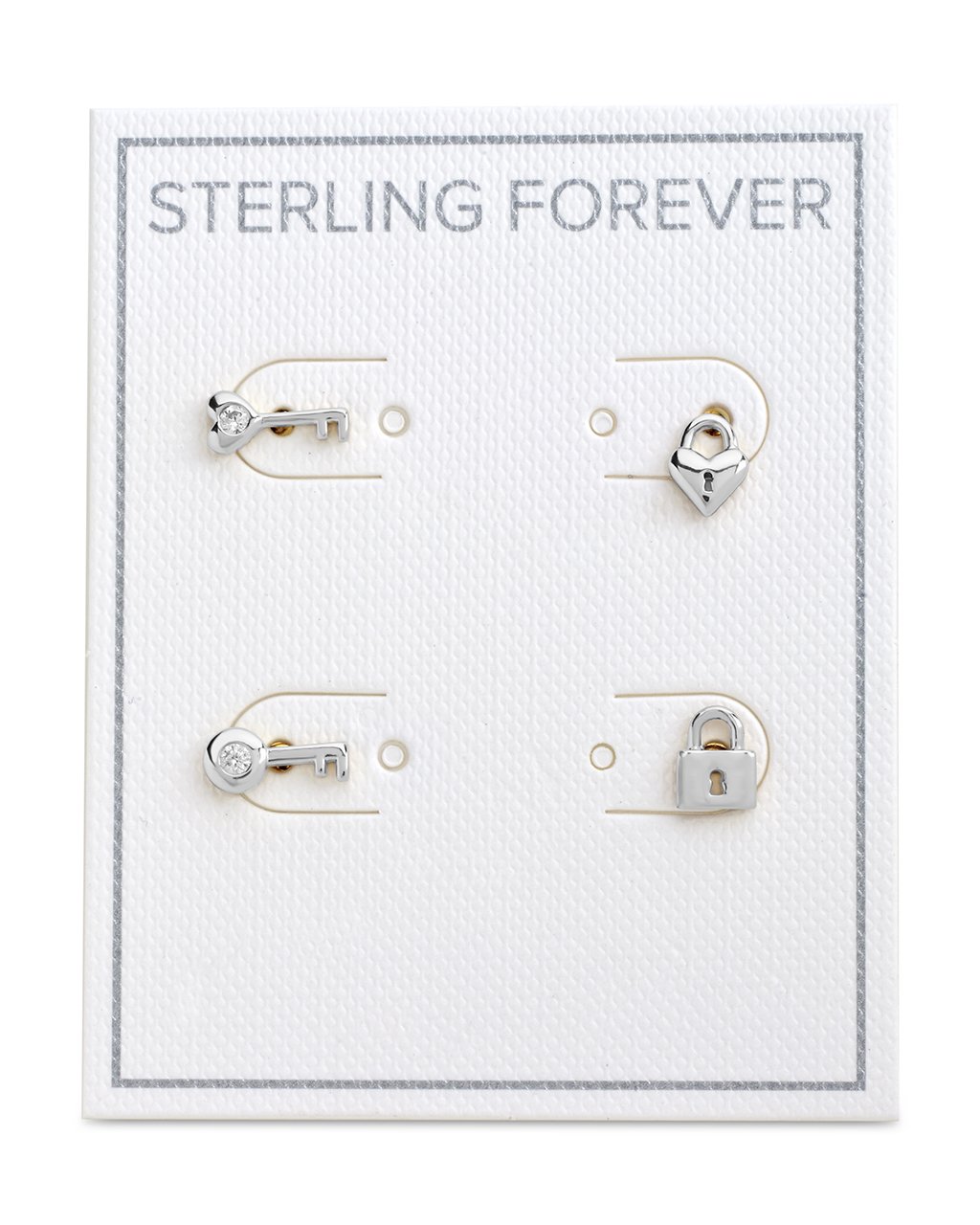 Lock and Key Stud Set Earrings - Sterling Forever