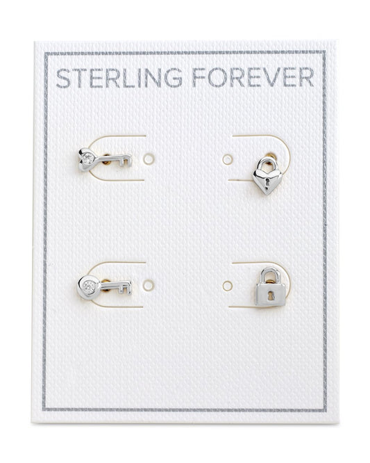 Sterling Silver 2pc Bezel Stud Set