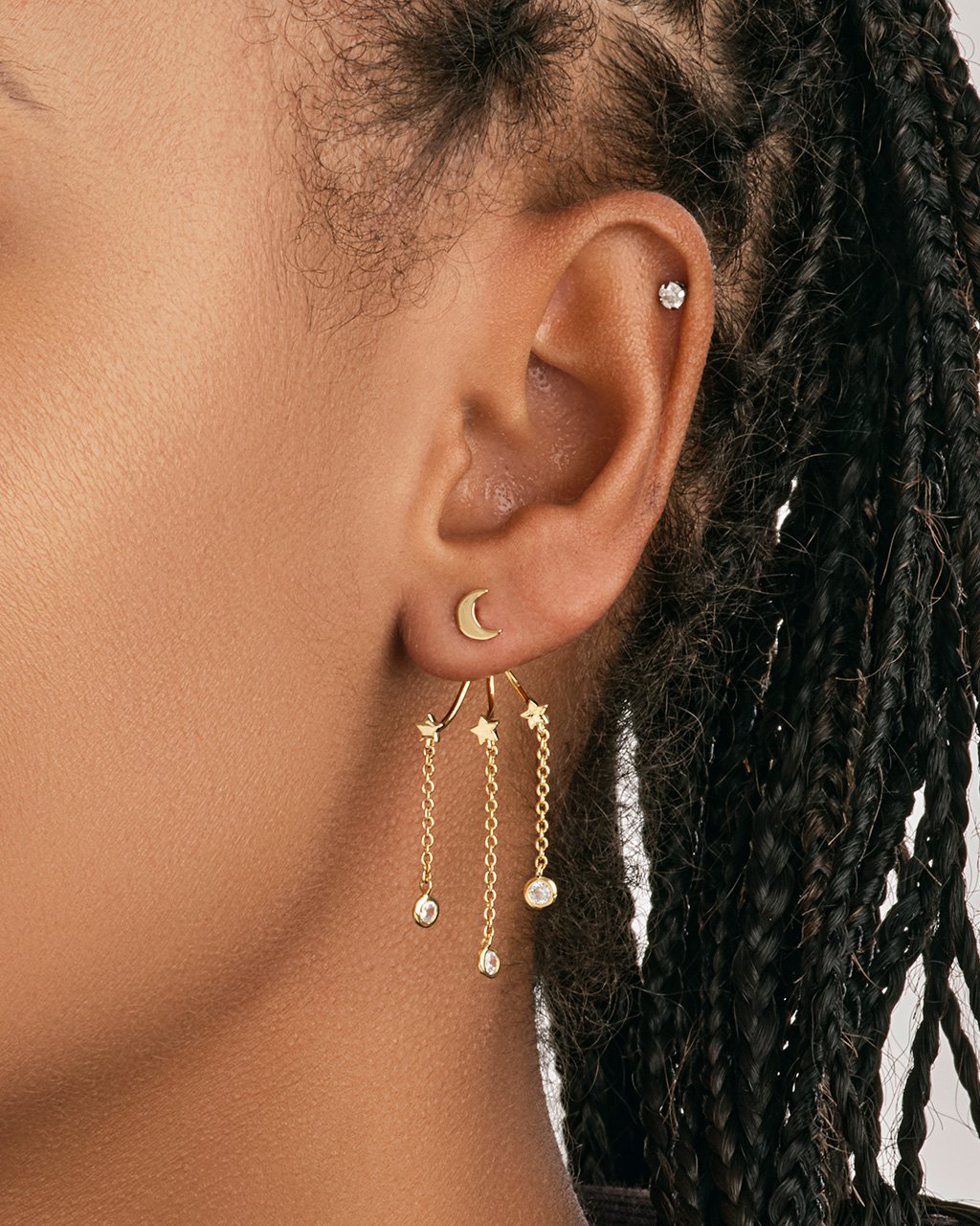 CZ Moon & Star Jacket Earrings Earring Sterling Forever 