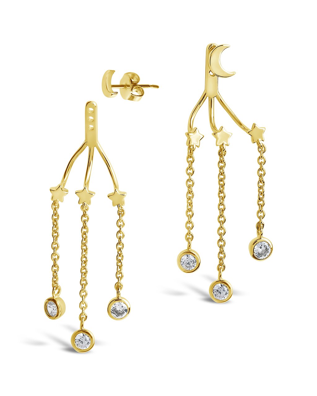 CZ Moon & Star Jacket Earrings Earring Sterling Forever 