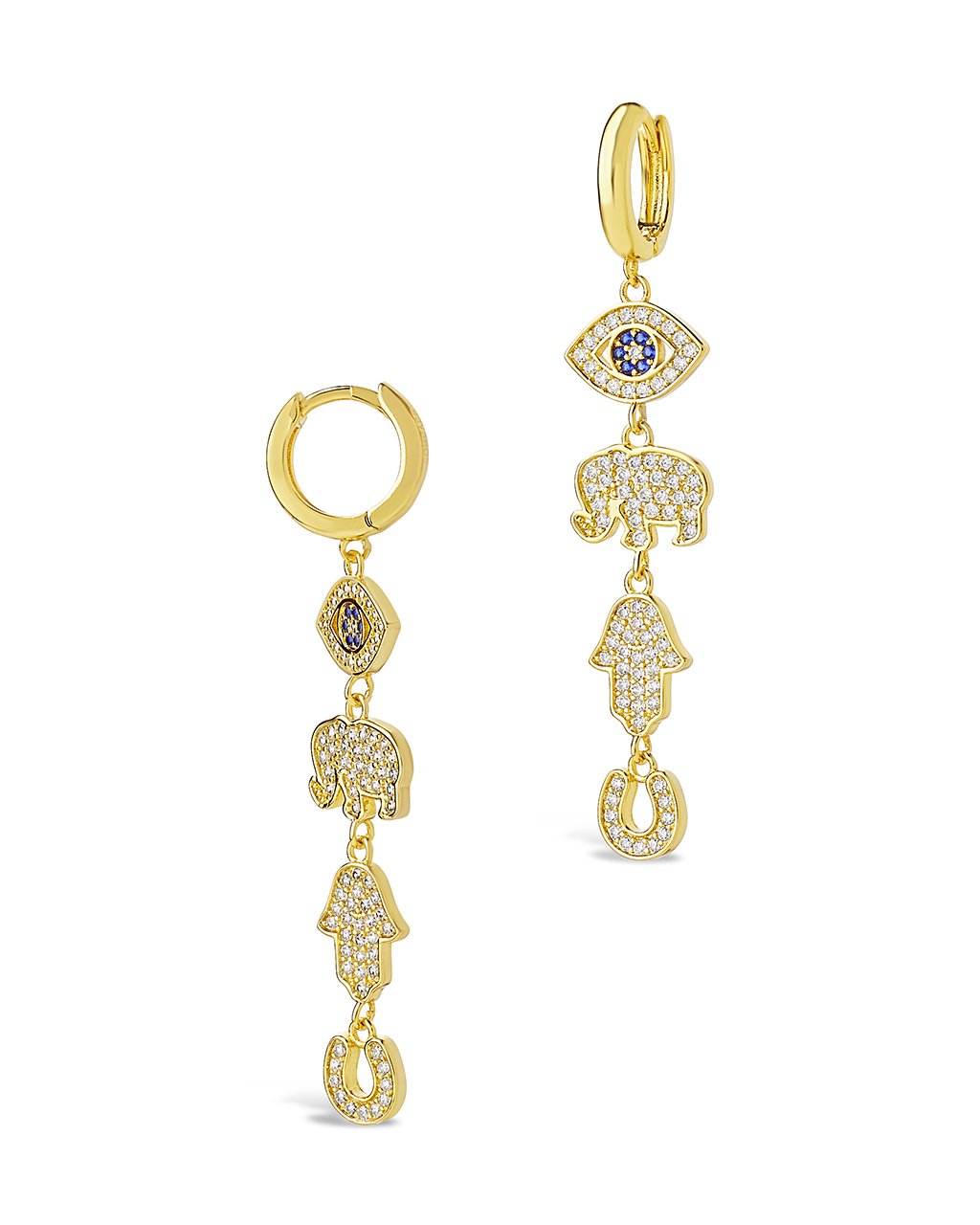 Charmed CZ Dangle Micro Hoops Earring Sterling Forever