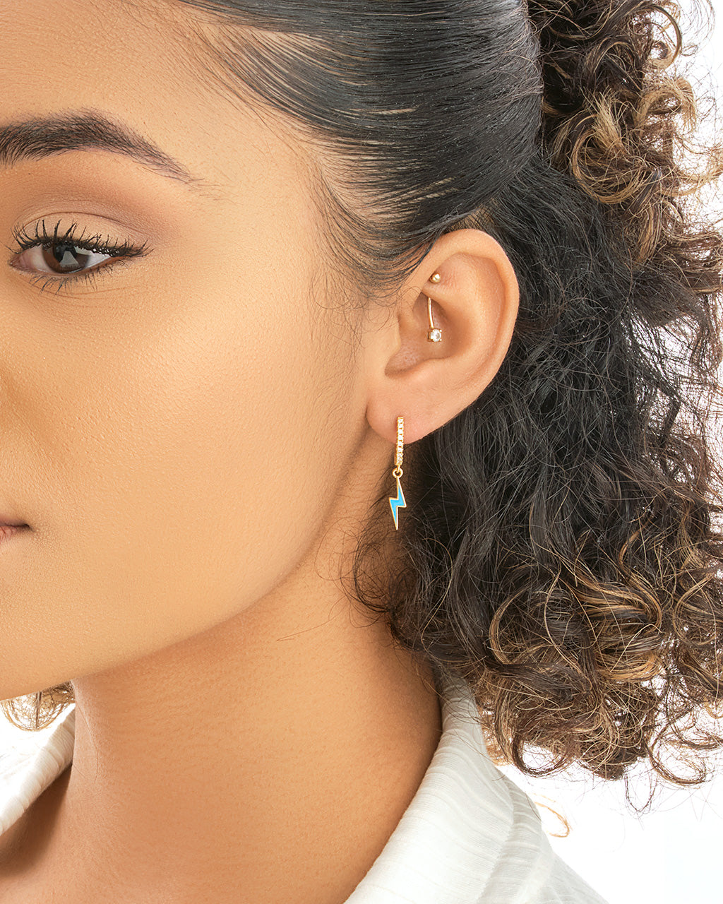 Lightning Bolt Charm Hoops Earring Sterling Forever 
