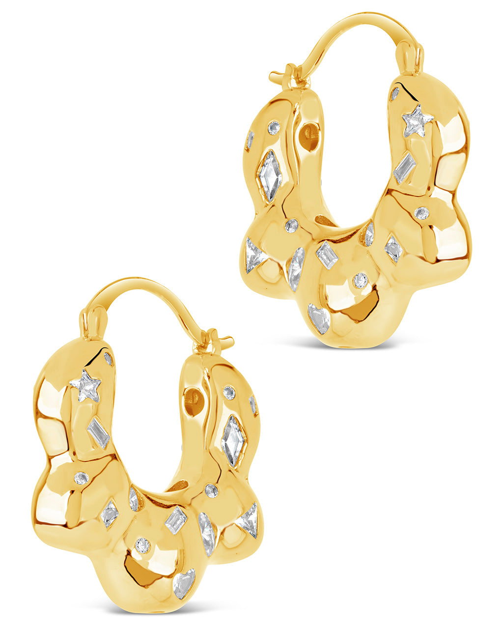 Sterling Silver Crystal Stone Personalised Huggie Hoop Earrings | Bloom  Boutique