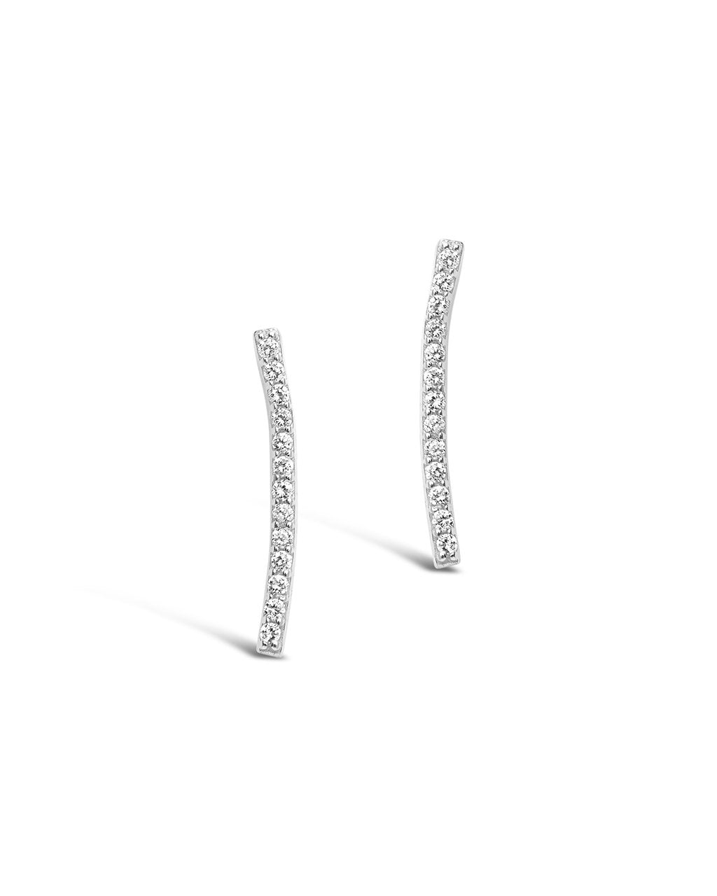 Sterling Silver Essential Pave Bar Studs - Sterling Forever