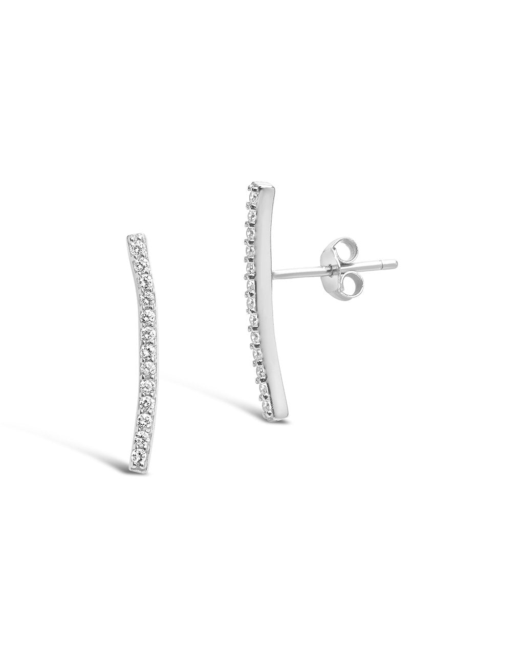 Sterling Silver Essential Pave Bar Studs - Sterling Forever
