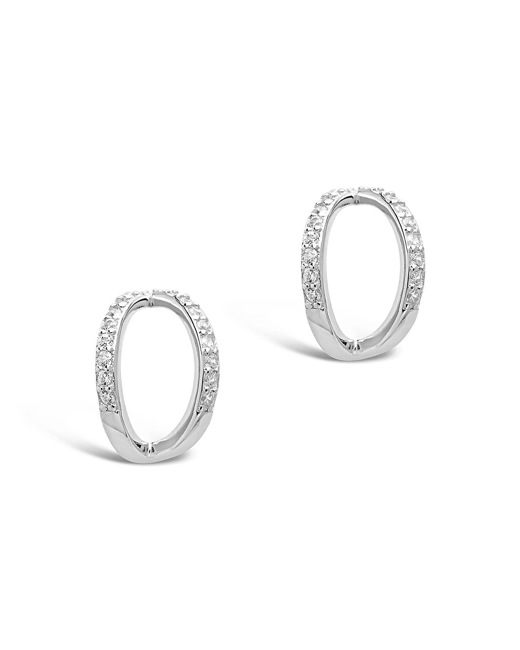 Sterling Silver CZ Pyramid Huggie Studs - Sterling Forever