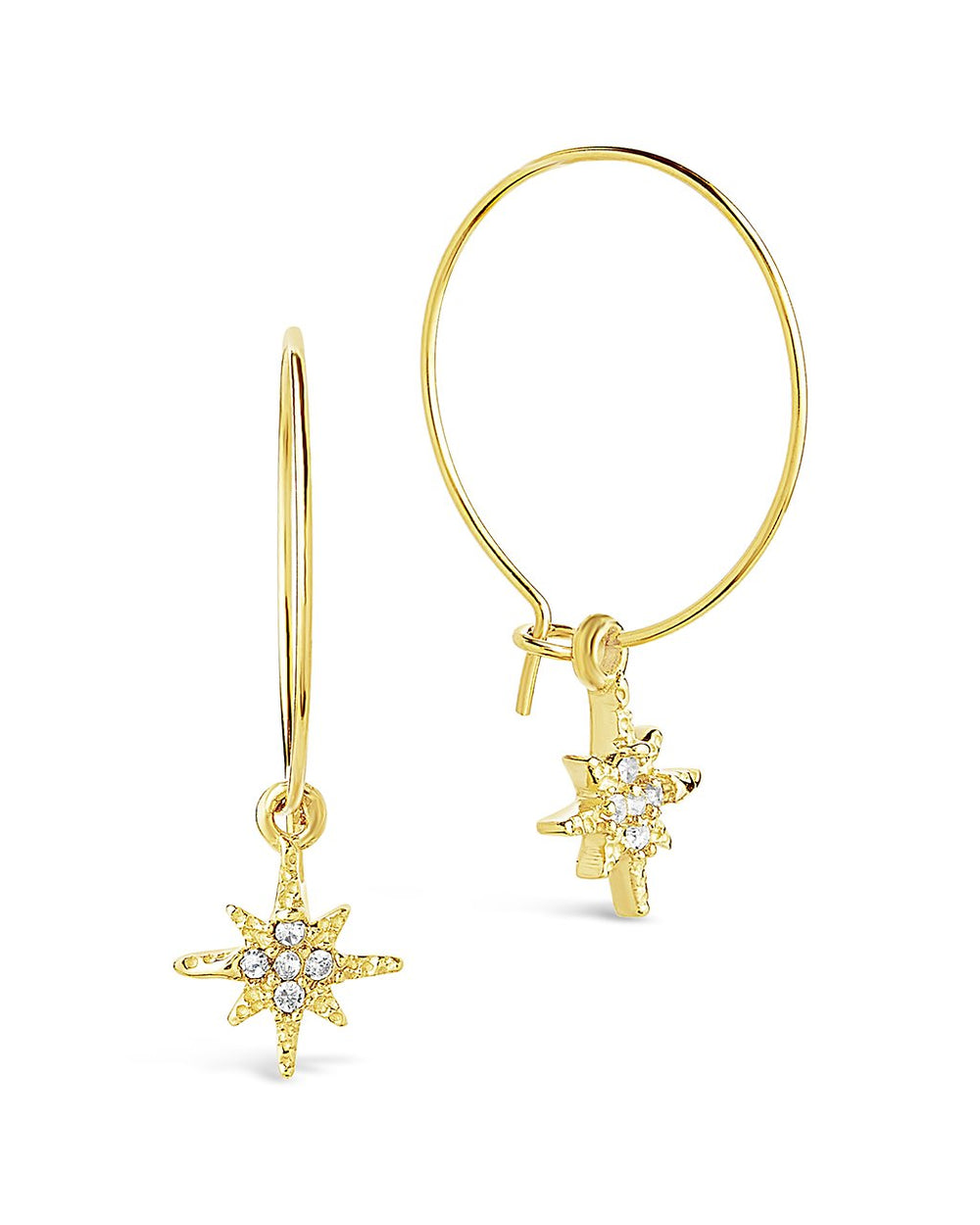 Sterling Silver CZ Burst Charm Hoops - Sterling Forever