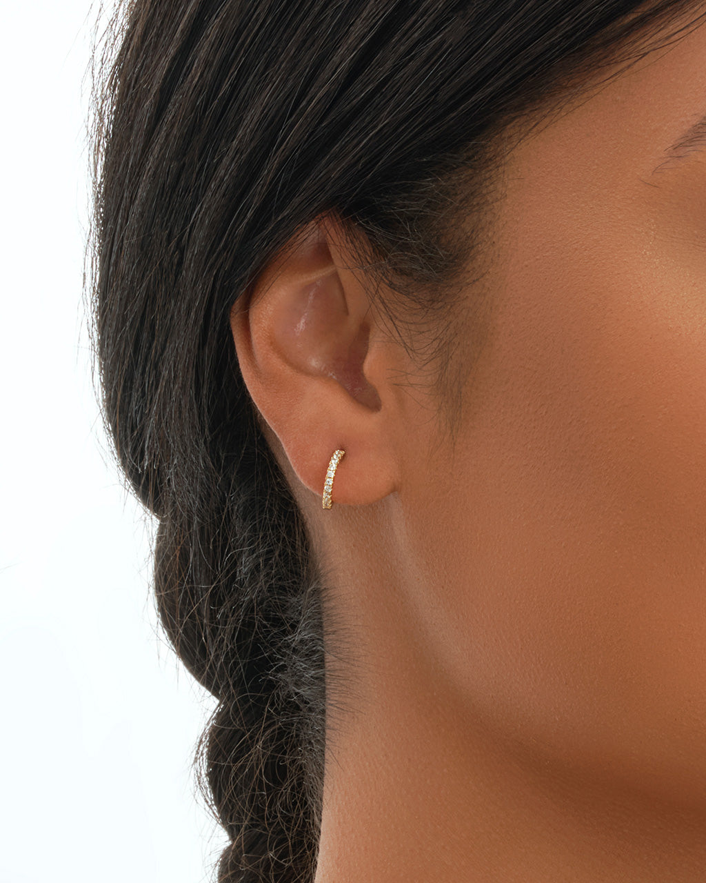 14K Gold Plated Sterling Silver Delicate Pave CZ Micro Hoops Earring Sterling Forever 