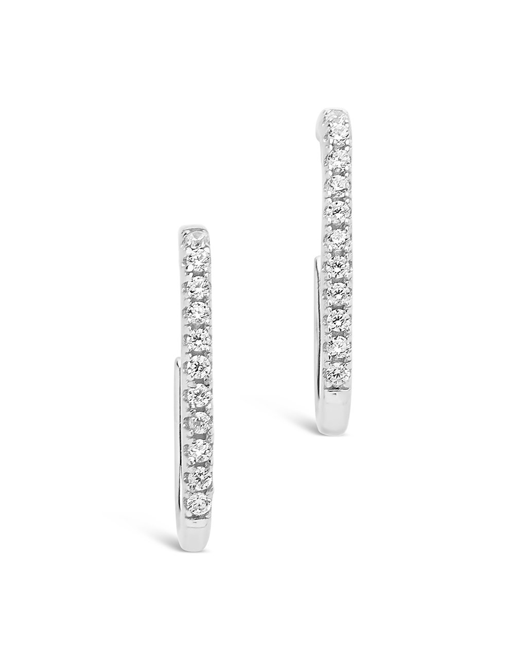 Sterling Silver CZ Hooked Hoops - Sterling Forever
