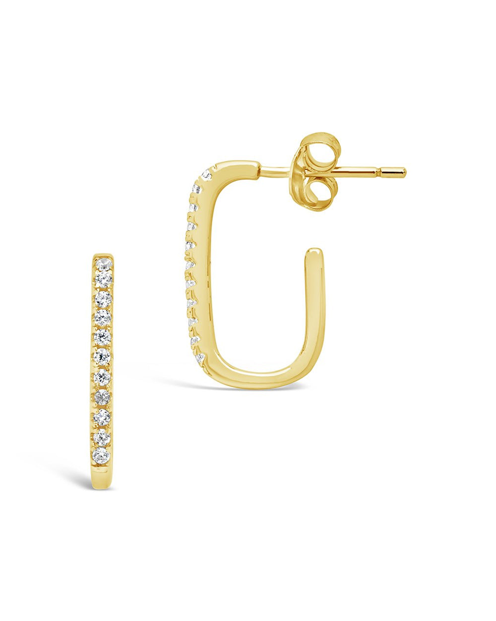 Sterling Silver CZ Hooked Hoops - Sterling Forever