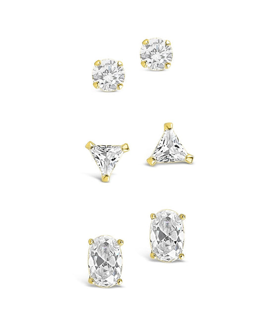 Sterling Silver Everyday CZ Stud Set of 3 - Sterling Forever
