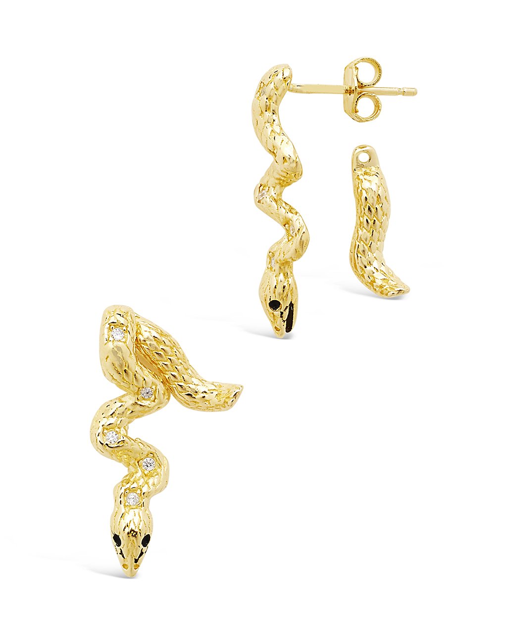 Sterling Silver Double Sided Snake Studs Earring Sterling Forever
