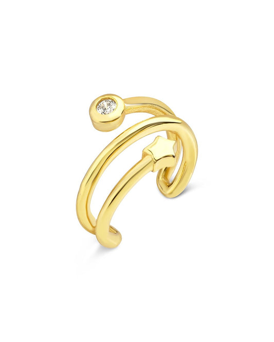 Sterling Silver Star & CZ Ear Cuff Earring Sterling Forever Gold