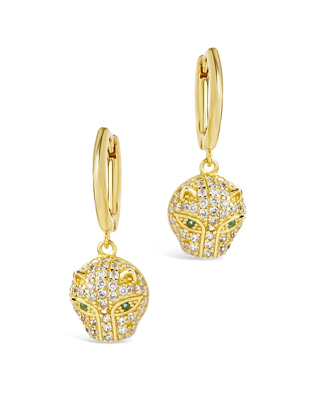 Sterling Silver Jaguar CZ Micro Hoops Earring Sterling Forever Gold
