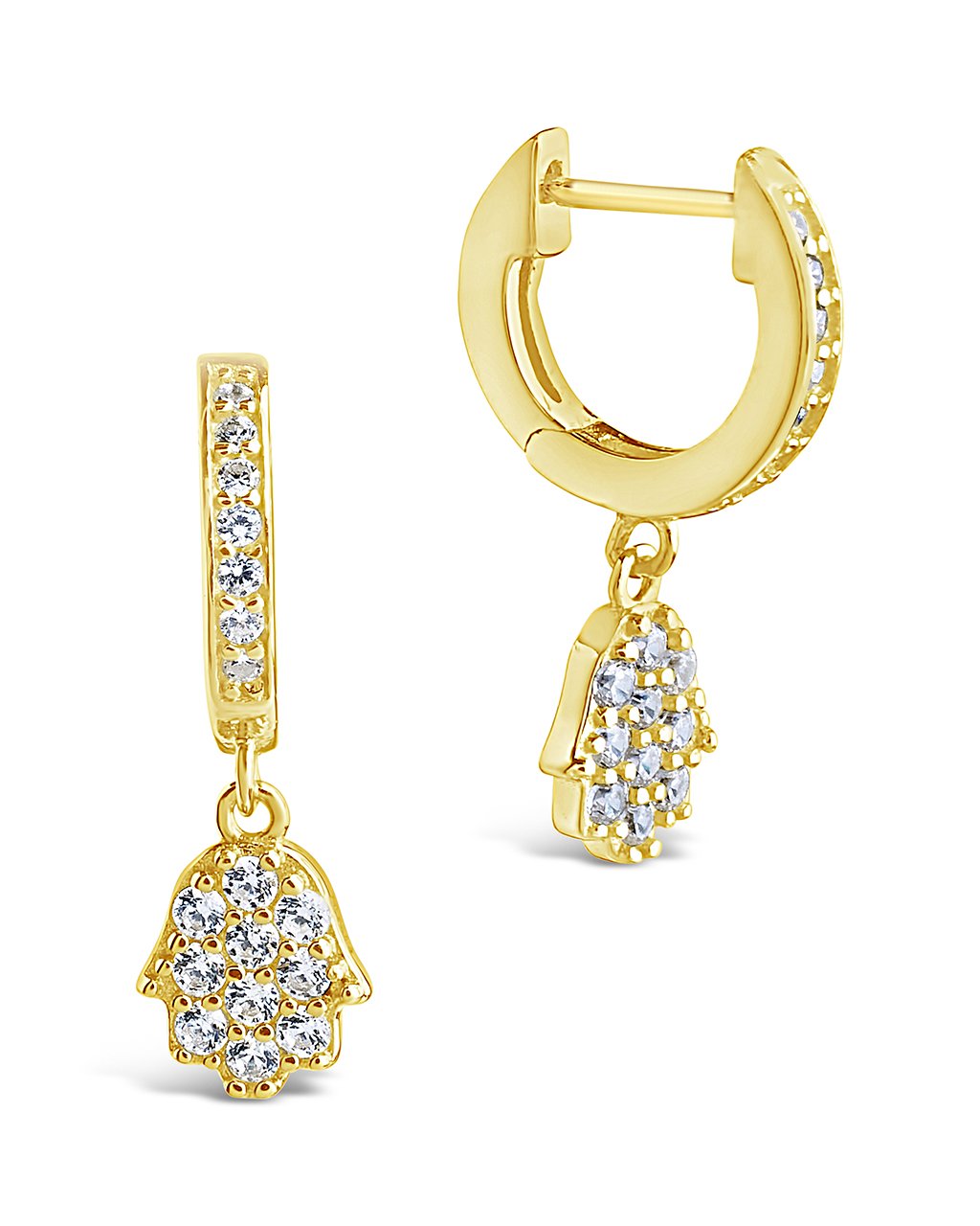 Sterling Silver CZ Hamsa Micro Hoops Earring Sterling Forever 