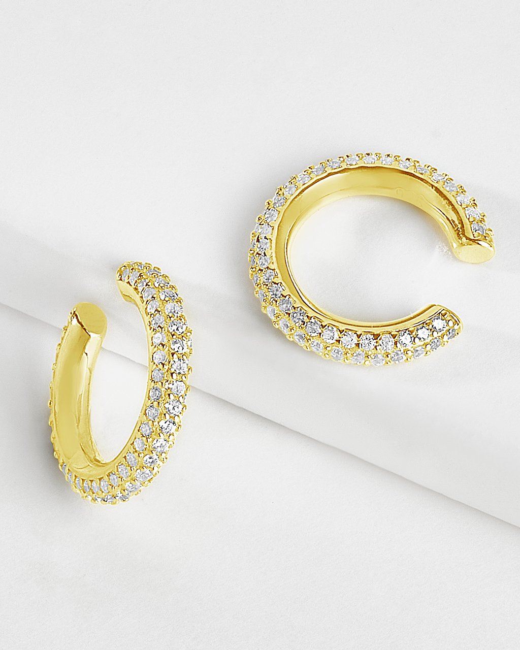 Sterling Silver Pave CZ Ear Cuff Set of 2 Earring Sterling Forever Gold 