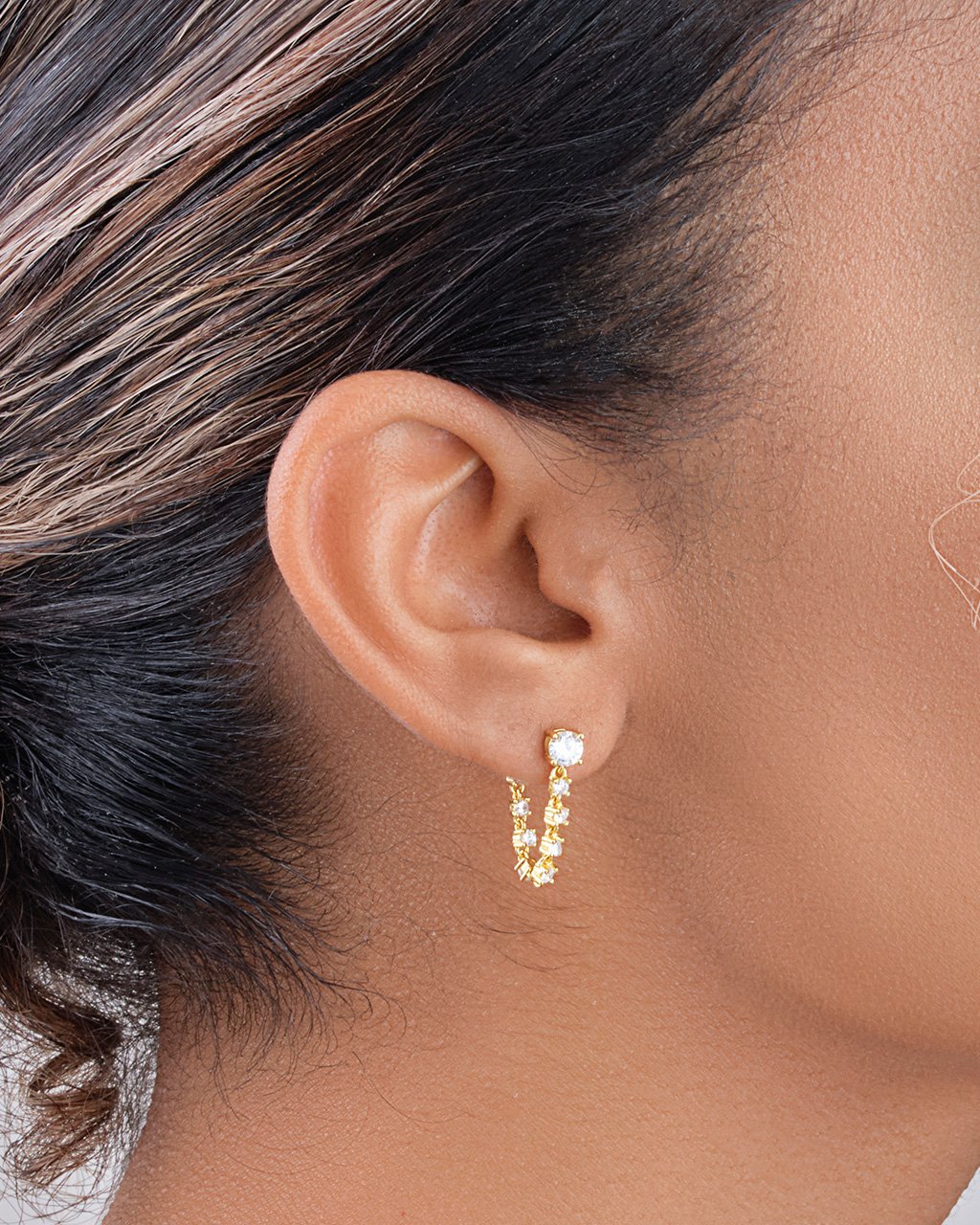 Sterling Silver CZ Chain Drop Studs Earring Sterling Forever 