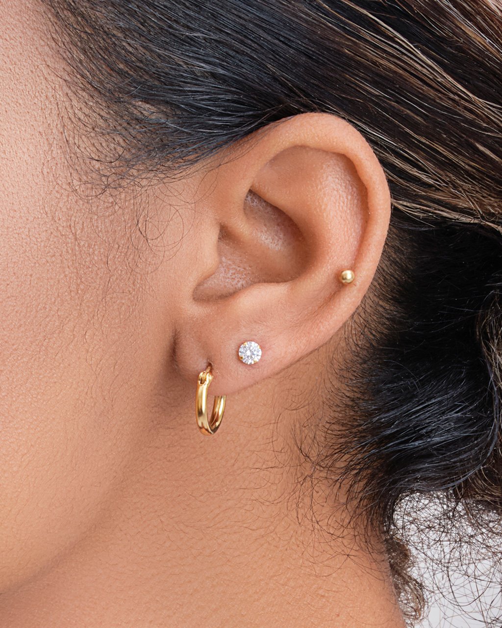Sterling Silver Sphere, CZ Stud, & Hoop Set of 3 Earring Sterling Forever 