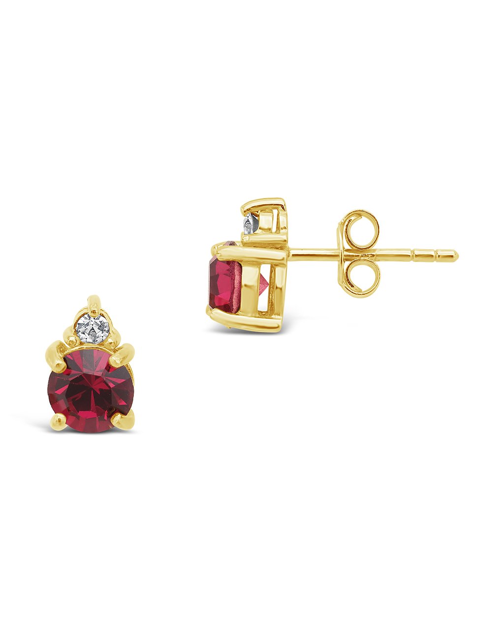 Sterling Silver Birthstone Studs Earring Sterling Forever Gold January / Garnet 