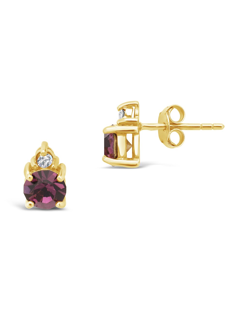 Sterling Silver Birthstone Studs Earring Sterling Forever Gold February / Amethyst 